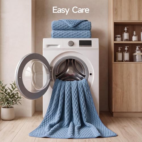 REDKISS Blue Gray Microfiber Bath Towel Large, 31”x 61” 4 Pack - Image 6