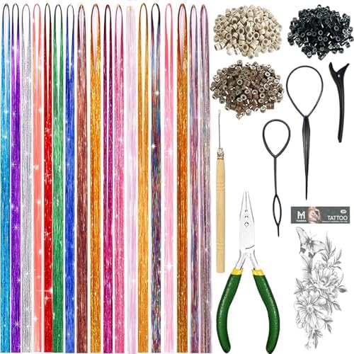 Hair Tinsel Kit With Tool Fairy Glitter Tinsel Hair Extensions for Girls by YUUYEEHAIR