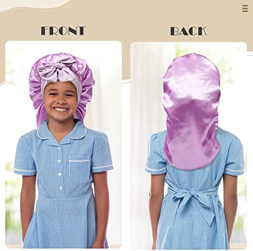 AWAYTR Kids Bonnets for Girls - Satin Long Hair Braid Bonnet for Sleeping - Image 6