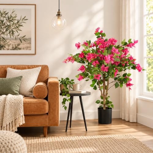 3FT Artificial Bougainvillea Tree, Faux Bougainvillea for Indoor Outdoor Decor, Lifelike Bougainvillea Artificial Flowers Plant for Outdoors, Front Porch, Entryway, Office & Living Room - Image 6