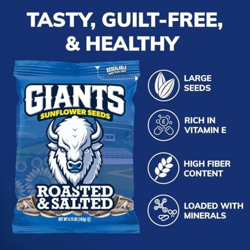 GIANTS Original Sunflower Seeds - Sunflower Seeds to Eat, Sunflower Seeds Bulk, Lightly Salted Sunflower Seeds for Eating, High Protein Snack - 5.75 oz Resealable Bags (Case of 12) - Image 6
