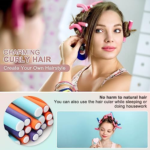 Heatless Hair Curler Set - 30 Flexible Overnight Blowout Rods, Soft Rollers for Long Hair (Small Size) - Image 6