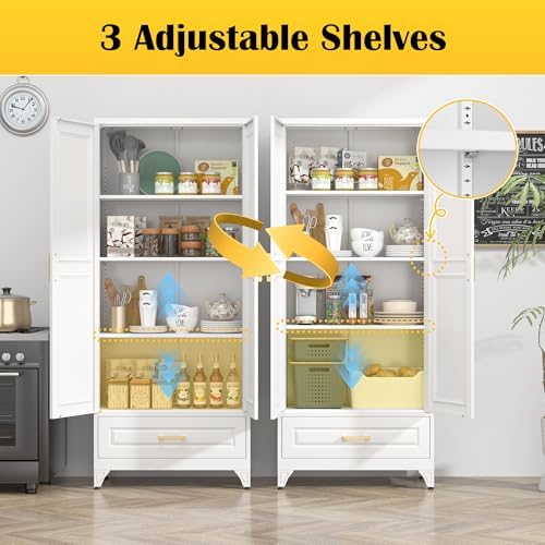 SteeLoong 75" Metal Storage Cabinet with Doors and 3 Adjustable Shelves - Image 4
