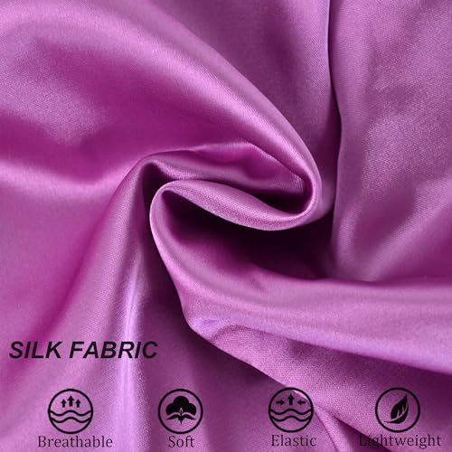 Silk Bonnet for Sleeping Satin Bonnets Double Layer Reversible Hair Cap Bonnet for Women Long Curly Braid Hair (Orchid) - Image 4