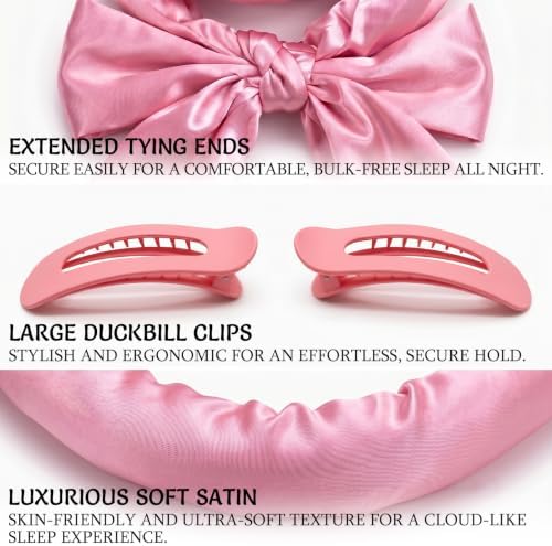 Satin Heatless Hair Curler Set, 8-Pc Overnight Curls (Pink) - Image 6