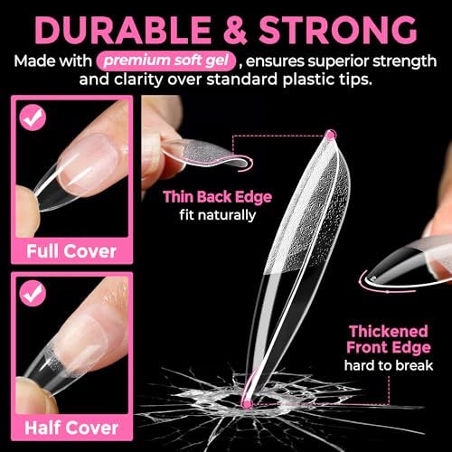 UNA GELLA Almond Nail Tips Medium 216pcs X-Soft Gel Press On Nails - Image 5