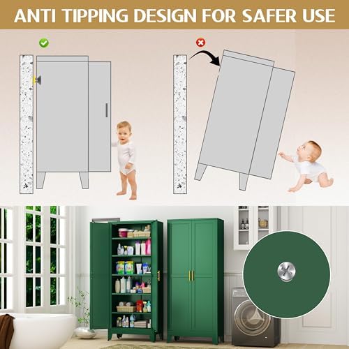 GAIOUS 75.2" Tall Kitchen Food Pantry, Metal Pantry Cabinet with 2 Door - Image 6