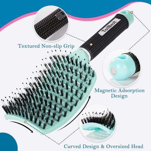 Boar Bristle Hair Brush Set – Wet/Dry Detangler for All Hair Types - Image 2