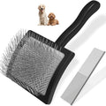 2PCS Slicker Brush for Dogs & Pet Comb,Professional Dog Grooming Brush (Goldendoodles,Poodles,Labradoodles) with Extra Long Pins to Effectively Remove Tangles, Knots and Mats (Black, Large) by Unknown
