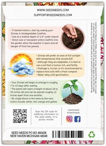 Seed Needs Peppermint Stick Zinnia Seeds to Plant Cut Flowers - 5 Packs - Image 2
