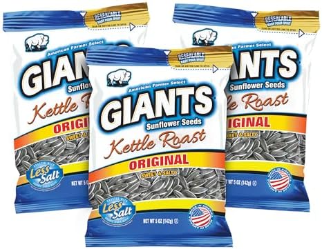 GIANTS Kettle Roast Sweet & Salty Sunflower Seeds - Sunflower Seeds Bulk, Sunflower Seed Snack, Roasted Sunflower Seeds to Eat, High Protein Snack - 5 oz Resealable Bag (Pack of 3) by GIANTSNACKS
