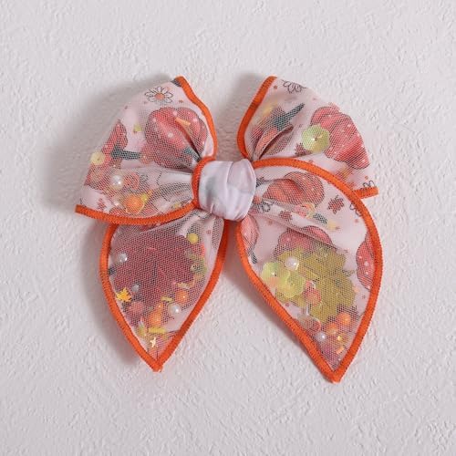 Fall Thanksgiving Mesh Tulle Hair Bows for Girls, 2Pcs 4" Pumpkin Maple Leaf Shaker Bow Alligator Clips, Glitter Halloween Fable Barrettes for Women Teens Kids Outfit Accessories - Image 6