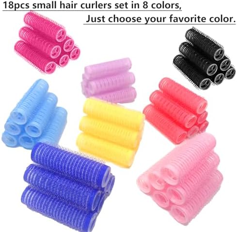 18PCS Self Grip Small Hair Curlers Heatless Roller Hair Curlers Pro Salon Hairdressing Curler DIY Curly Hairstyle Hair Rollers Tools Rat Tail Comb for Women Medium Short Hair(Rose red) - Image 6