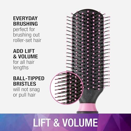 Conair Salon Results Hairbrush - Hair brush for Men and Women - Detangling - suitable for all hair types -features Nylon Bristles - Pink/Black - Image 2