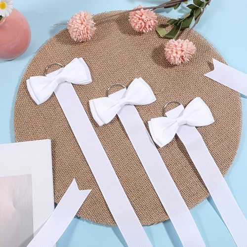 3 PCS Bow Holder for Girls Hair Bows, 40 in Long White Ribbon Hair Bow Organizer Storage for Women Girls - Image 4