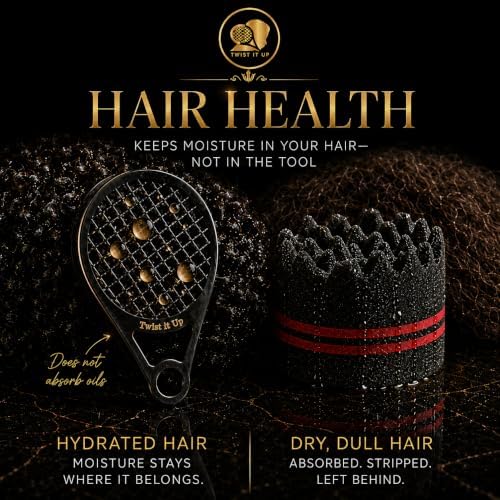 Twist It Up Comb (Red Desires) - Alternative to Hair Sponges, Creates Curls and Twists for Black Men, Tennis Racket Design - Image 5