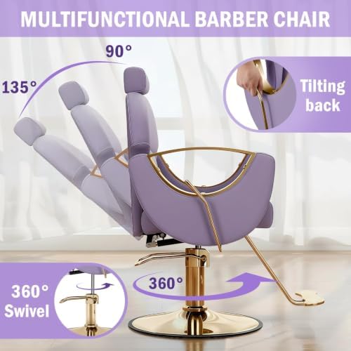 Salon Chair for Hair Stylist, Reclining Barber Chair with Hydraulic Pump - Image 5