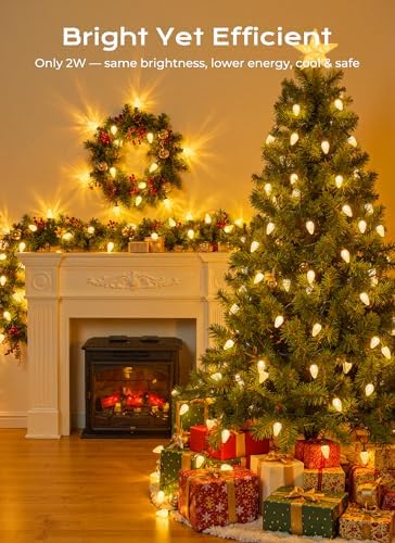 2 Pack 88FT 110 LED C9 Christmas Lights Outdoor Warm White Christmas Lights - Image 5