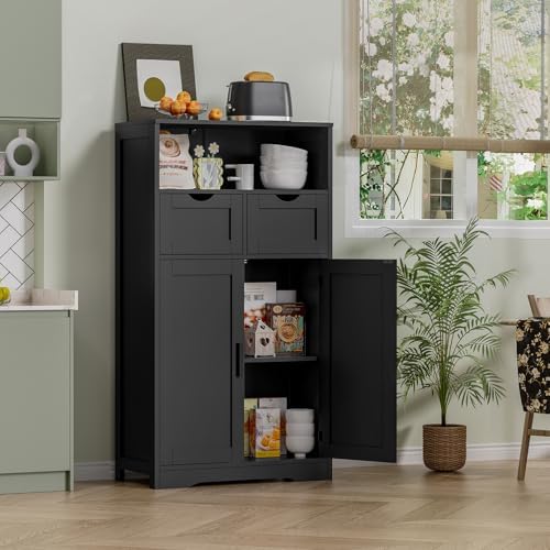 Iwell Bathroom Storage Cabinet with 2 Drawers, Small Kitchen Pantry Cabinet - Image 4