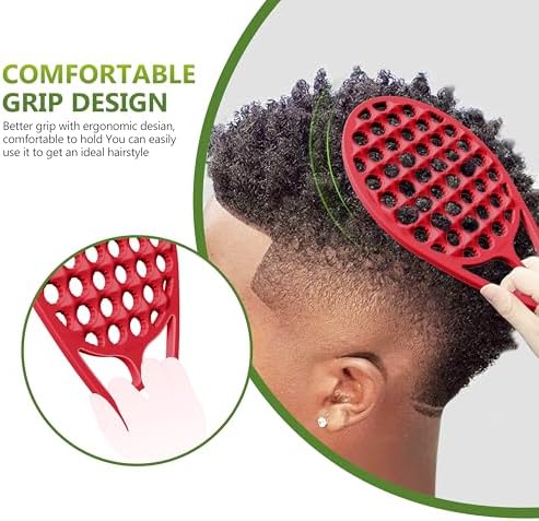 KOUPA Silicone Afro Twist Brush with Pick Comb for Coily Hair Curls, Red - Image 2