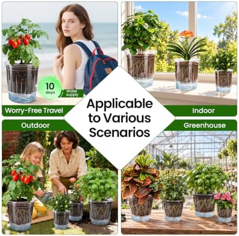 MIXC 15 Pcs 10/8/6.5in Self Watering Pots for Indoor Plants with Drainage - Image 6