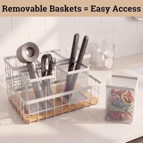 Hair Tool Organizer Countertop, Breathable Metal & Bamboo, Heat-Resistant - Image 5