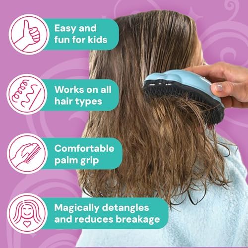 Knot Genie Detangling Hair Brush for Kids (Lilac Loveliness) | Original Full Size | Perfect for Curly Hair, Gently Separate Tangles, Leaves Hair Smooth & Shiny | The Pain Free Knot Detangler - Image 4