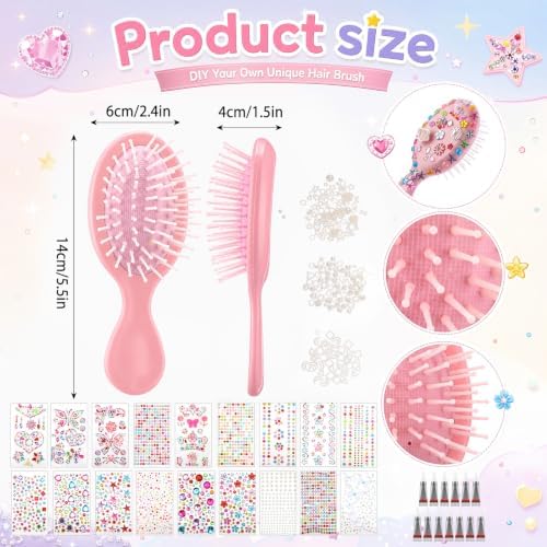 24 Sets Hair Brush Decorating Kit, 5.5" Mini Hair Brush Craft Kit - Image 2