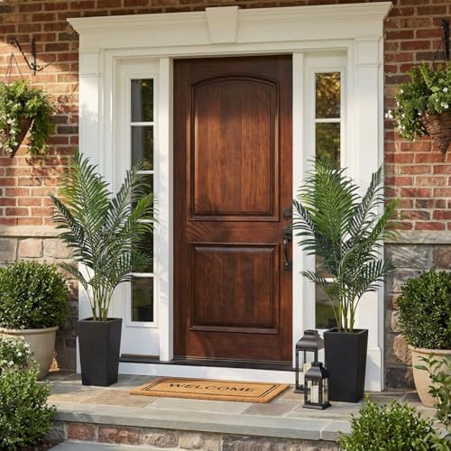Aveyas 5ft Artificial Palm Tree for Home Decor,5 Feet Faux Plant Fake Silk Tropical Kentia Areca Trees for Indoor Outdoor House Living Room Office Porch Garden(5 ft Tall with Raised Pot)-Set of 2 Pack - Image 4