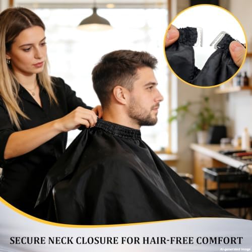 Barber Brush Neck Duster Set, 3-Piece Haircut Cleanup Kit with Hair Cutting Cape and Small Cleaning Brush, for Neckline Cleanup, Salon and Home, Black - Image 3