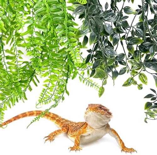 Reptile Plants for Terrarium Hanging Fake Leaves with Suction Cup - Image 3