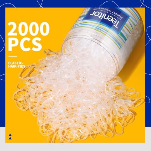 Teenitor 2000Pcs Clear Hair Ties Small Hair Elastics Rubber Hair Bands - Image 2