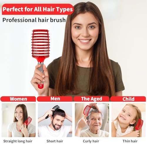 HIPPIH Boar Bristle Hair Brush Set of 2, Detangling Smoothing for Wet & Dry - Image 2