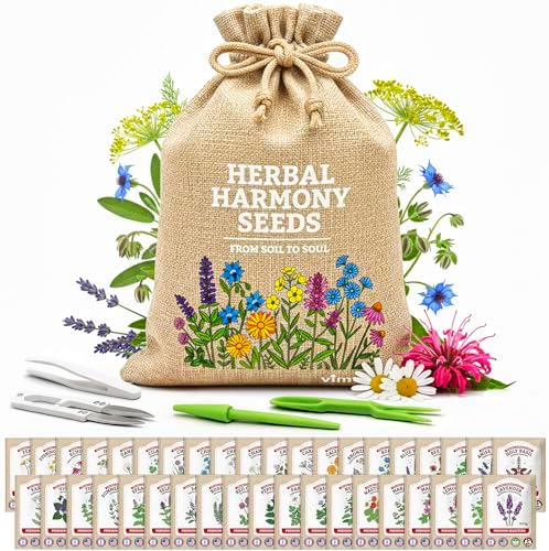 Medicinal Herb/Tea Seeds Garden -39 Variety Heirloom Gift Kit - Made in USA by Vimtoba