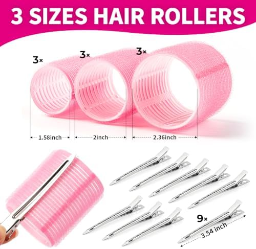 Teenitor 18pcs Hair Rollers Set Pink Hair Rollers for Women and Hair Clips - Image 2