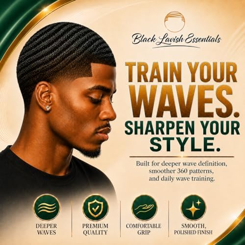360 Wave Brush, Build Deeper Waves, Soft & Hard Boar Bristle Curved Brush, Black Lavish Essentials Signature (Emerald Green, Soft) - Image 3
