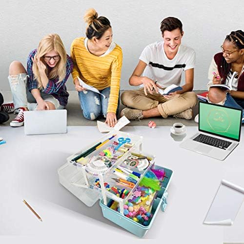 WEWLINE Sewing Storage Organizer Box 13-Inch Art Storage Box Craft Organizer 3-Layers with Handle Craft Art Bin Portable for Home School Office Travel - Image 5