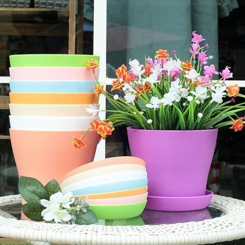 Tergy 20 Pack 7 Inch Plant Pots Bulk Small Plastic Planters Pots with Drainage Holes Flower Pot for Succulent, Cactus, Herb, African Violet - Image 4