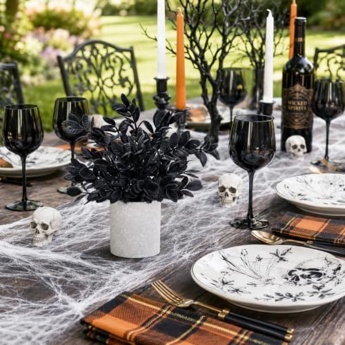 Der Rose 3 Pack Black Eucalyptus Fake Plantsfor Halloween Bathroom Decor - Image 5