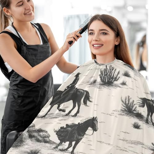Hair Cutting Cape for Men, Wild West Cowboys Barber Cape Adjustable Neck Size Professional Salon Cape - Image 6