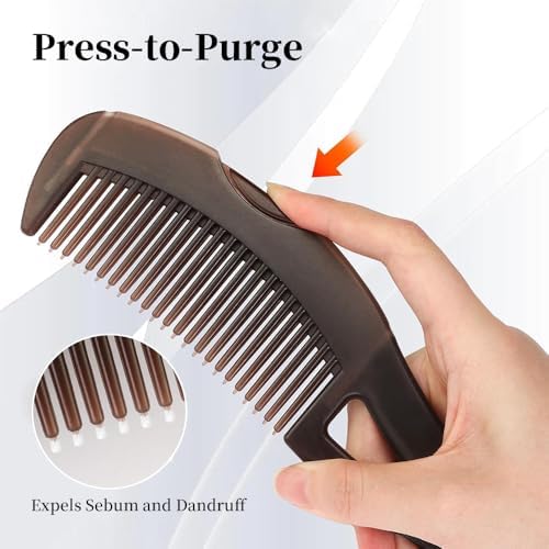 Dandruff Comb with Self-Cleaning Hollow Teeth & Massage Handle - Scalp Detox Comb for Flakes, Build Up Removal, Scalp Exfoliating Hair Brush for Women/Men/Kids - Image 3