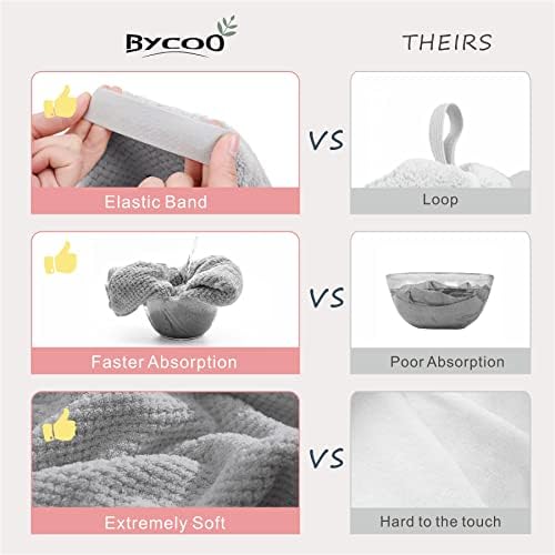 Large Microfiber Hair Towel Wrap for Women, Anti Frizz Hair Drying Towel with Elastic Strap, Fast Dry | Super Absorbent | Quick Dry Hair Turban for Wet, Curly, Long & Thick Hair -Gray - Image 4