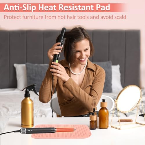 2 Pack Heat Resistant Mat Large Silicone Hot Hair Tools Holder for Curling Irons Flat Iron Hair Styling Tools Mat Portable Vanity Pad - Image 3
