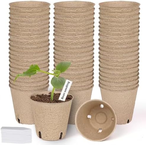 JNYONG 60 Packs 3.15 Inch Peat Pots,Garden Germination Nursery Pots by JNYONG