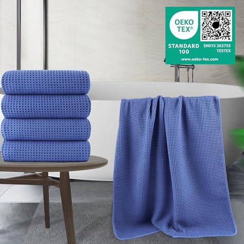 POLYTE 430 GSM Poly Blend Microfiber Quick Dry Waffle Bath Towel, 30x60 in - Image 2
