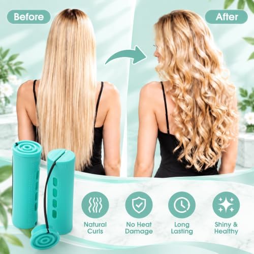 WILLBOND 24 Pcs Large Perm Rods Plastic Hair Rollers, Mint Green, Small - Image 5