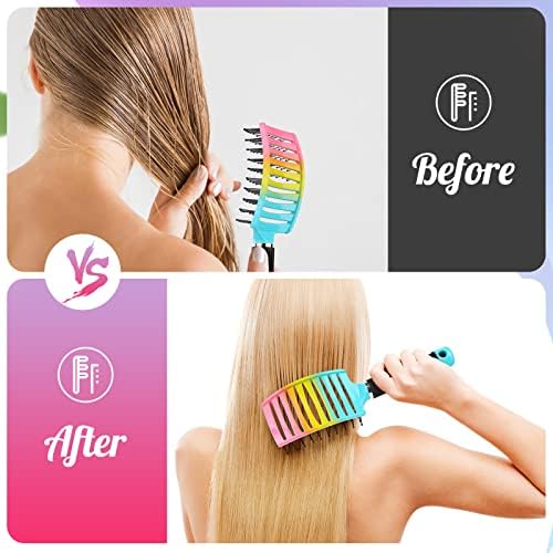 Curved Vented Paddle Brush - Faster Blow Drying, Detangling for Women & Men, Professional Styling for Wet, Curly, Thick or Straight Hair (colourful) - Image 3