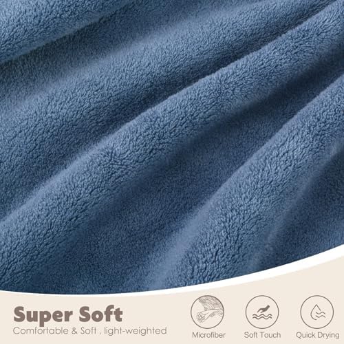 SUNLAND Microfiber Women Bath Towel Wrap & Hair Drying Towel 32x60In Dblue - Image 4
