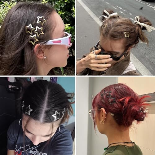 Star Hair Clips Y2K Metal Hair Accessories-30 PCS ，Black Gold Silver - Image 5