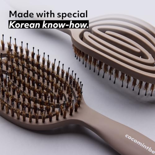 The Boar's Hair Bristle Wellness Brush | Conditions, Detangles, Boosts Scalp Circulation, Lightweight Flexible Design, Vented Cushion, Pain-Free, Helps Dry Damaged Hair (Soft Taupe) - Image 6